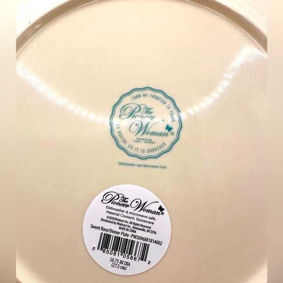 The Pioneer Woman Sweet Rose 10.75 inches Scalloped Dinner Plates Set of 4 - Picture 4 of 4